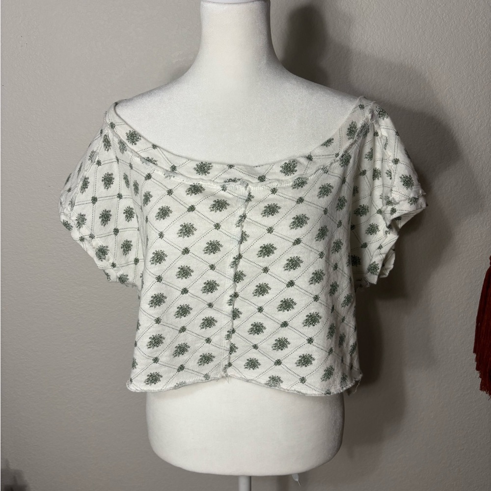 Free People high low off the shoulder crop top